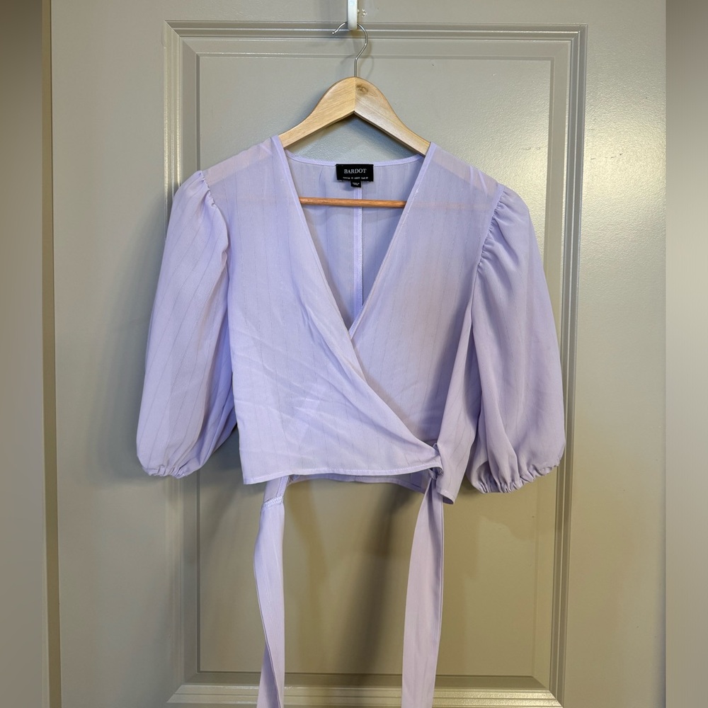 Bardot Isabella Wrap Top In Lilac size S/6